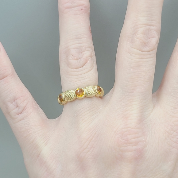 David Yurman Chiclet Band Ring With Citrine in 18k Gold - Picture 11 of 13